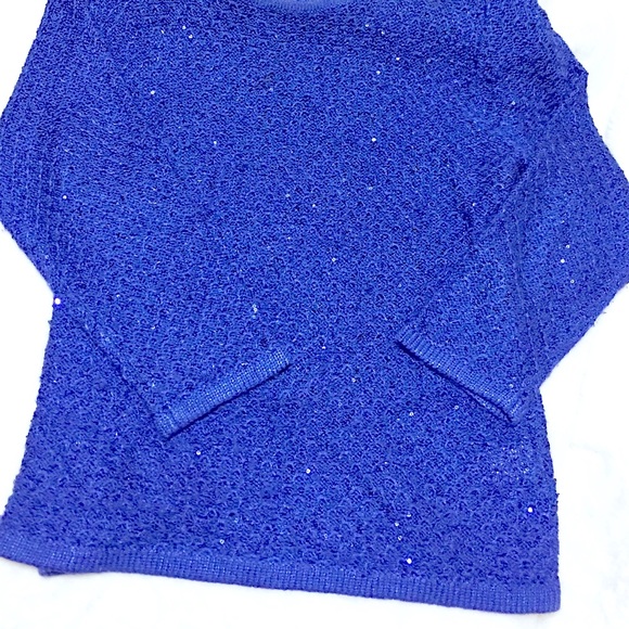 Lovely Shiny Royal Blue Crew Pullover Sweater /Sm. - Picture 3 of 8